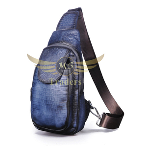 Men Genuine Real Leather Casual Triangle Crossbody Chest Sling <b>Bag</b> Design <b>Travel</b> Daypack Attractive Men And Women Wear Sling <b>Bag</b> - Product Image 2