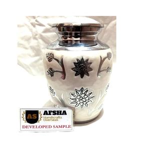 ดอกไม้ดวงอาทิตย์สีขาวสลักโลหะโกศทองเหลือง/อลูมิเนียมผู้ใหญ่ศพมนุษย์เผาศพโกศสไตล์อเมริกัน/ยุโรป - Product Image 1