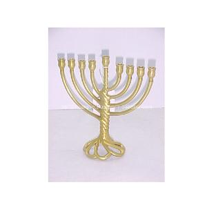 Menorá Israelí Chapada en Oro de Alta Calidad, Diseño Único y Antiguo, para Decoración del Hogar y Uso en la Sala de Estar en Navidad - Product Image 1