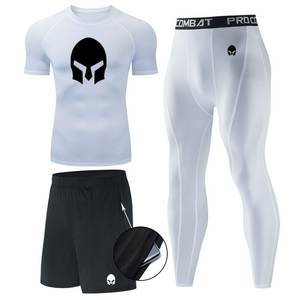 Wholesale Compression Pants Shirt Top Long Sleeve Jacket Set Suit Face Cover Gym Fitness Sets 5Pcs Men's Workout Clothes - Product Image 6