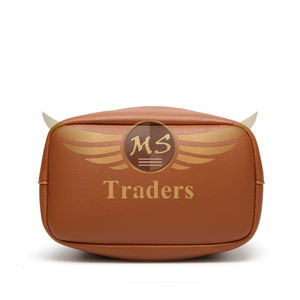 Fabricación nuevo 2023 bolso de cubo de Color marrón sólido de moda bolso de mano barato transpirable con cordón negro de cuero para mujer - Product Image 4