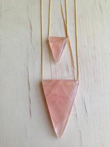 Collar de GEMA de plata de ley 92,5 de 18 ", Cuarzo Rosa Natural, forma triangular lisa, hecho a mano - Product Image 2