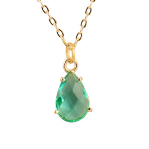Collar de aleación chapado en oro con forma de pera y cuarzo, cadena colgante ajustable con ajuste de clavija, 2021 - Product Image 4
