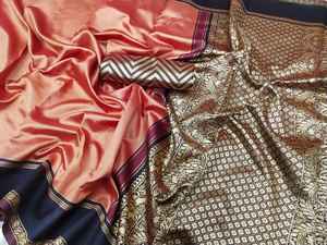 Vêtements de fête pour adultes, tissu doux, Design ZARI de 7 pouces, Saree Sari lourde, tissage indien et Pakistan, avec pièce, pour femmes - Product Image 2