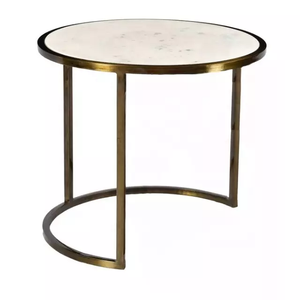 โต๊ะข้างลายปลาสีโรสโกลด์แบบอุตสาหกรรมพร้อมหินอ่อนสีขาวโต๊ะกาแฟทรงกลมตกแต่งบ้าน - Product Image 2