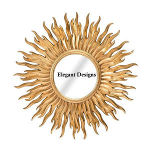 Miroir mural en métal fait à la main de qualité supérieure Miroir décoratif fantaisie enduit de poudre d'or Meilleure vente au prix de gros - Product Image 2