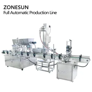 Cosmetic Bottle Capping Machine ZONESUN ZS-FAL180A3 Beverage Cosmetic Jam Oil Juice Automatic Honey Sauce Glass Bottle Jar Filling Capping Machine