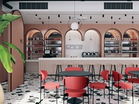 Conception d'intérieur de restaurant moderne, aménagement 3D du comptoir de bar, mobilier de salle à manger d'hôtel à vendre
