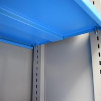 Armoire professionnelle robuste avec portes, 4 étagères, système de verrouillage à 2 points, 65 kg, revêtement en poudre électrostatique RAL7035 gris