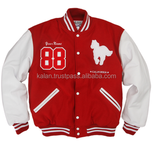 Unisex Customised Varsity Jacket Wool Body Real Leather Sleeves Casual Style Letterman Bomber Print Pattern Plus Lightweight - Product Image 4