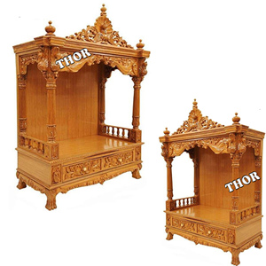 Mandir de Madera para Pooja, Decoración de Pared para el Hogar, Montado en la Pared, Templo Natural Pulido, Decoración para el Hogar y la Oficina - Product Image 6