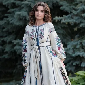 Váy Nữ Dáng Dài Thường Ngày, Váy Dài Mùa Hè Thêu Họa Tiết Phong Cách Ukraine