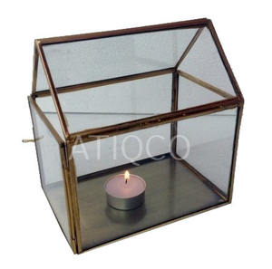 Linterna de metal inteligente simple con cristal transparente para jardín al aire libre y decoración interior | Linternas de cristal para patio - Product Image 3