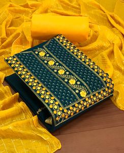 Vestido de algodón con bordado para mujer, bordada con Secuencia, materiales de vestir de diseñador, trabajo de diamante salwar kameez, venta al por mayor - Product Image 3