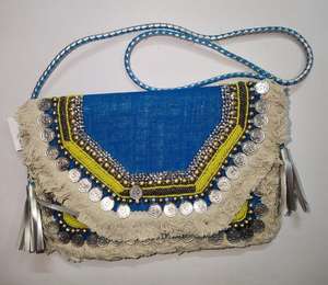 Sac à main en Jute, sac traditionnel à la mode, de couleur bleu Royal, nouvelle collection - Product Image 2