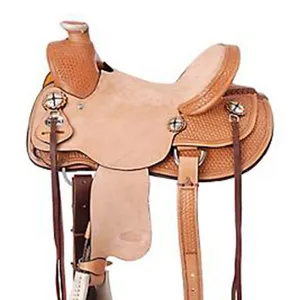 Silla de Montar Occidental de Cuero Genuino Y&Z, Duradera, con Herrajes de Acero Inoxidable y Asiento Suave para Caballo - Product Image 1