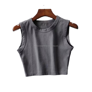 Débardeur en coton spandex, coupe slim, personnalisé, à la mode, pour femmes, haut de sport, de fitness, de yoga, sans manches, sexy - Product Image 2
