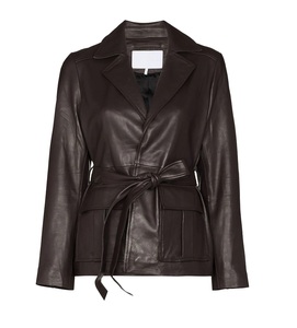 Veste à fermeture éclair unisexe, tenue décontractée, en peau d'agneau véritable, de couleur brun foncé, à la mode, disponible en toutes les couleurs - Product Image 1