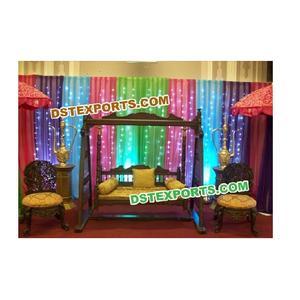 Muslim Nikah Stage Set Asian Wedding <b>Mehndi</b> Stage <b>Decor</b> Muslim Wedding Sangeet Stage Set - Product Image 1