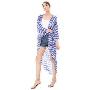 Abbigliamento da spiaggia personalizzato all'ingrosso copricostume casual aperto davanti kimono robe dress