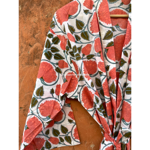 Venta al por mayor de las mujeres vestido largo 100% bloque de mano estampado camisón Kimono Hippie y estilo bohemio Maxi de talla grande ropa de dormir de verano - Product Image 5