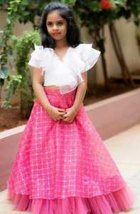 ชุดใส่ไปงานแต่งสุดพิเศษเนื้อผ้าไหมนุ่มสำหรับเด็ก,คอลเล็คชั่น Lehenga Choli จากทางการส่งออก - Product Image 4