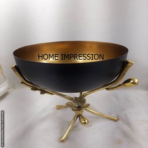 Bol de luxe en métal de qualité Design de luxe Vaisselle Centre de table Designer Bol en or Bol de service alimentaire Plateau pour Offre Spéciale - Product Image 3