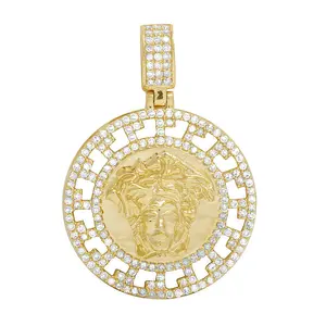 Sur mesure Médaillon pendentif en diamant à Méduse Style