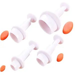 Wanlihao 4pcs Plastic Oval Shape Sugar Craft Cookie Cutters Set Fondant Plunger Cutter Cake Tools