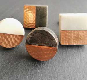 Poignées de porte et de placard en résine de pierre rectangulaire moderne de haute qualité, en laiton, pour cuisine, armoire, tiroirs - Fabriquées à la main - Product Image 2