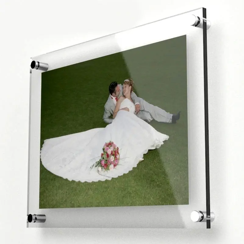 Custom wall mounted perspex hanging photo frame clear acrylic wall frame