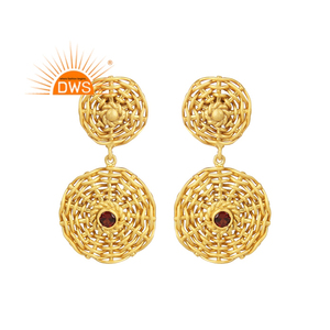 Nouvelles Boucles d'Oreilles Pendante en Argent 925 Plaqué Or avec Grenat, Collection 2026 – Fabricant de Bijoux - Product Image 1