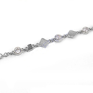 <b>Lovely</b> Cubic Zirconia Gemstone Round and Cushion 925 Solid Sterling Silver <b>Bracelet</b> Handmade Jewellery Gift for Her - Product Image 2
