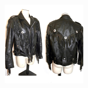 Veste de moto pour motard, avec pompons, en cuir, pour motard - Product Image 3