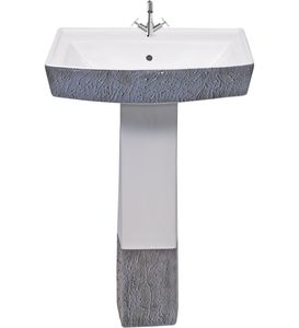Nouveau design 2023 : Lavabo sur pied en céramique monobloc moderne avec double chasse automatique pour salle de bain - Product Image 1