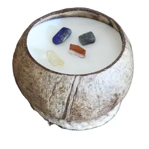 BEST SELLING COCONUT SHELL CANDLES WITH WOOXEN WICK FROM VIETNAM / NATURAL WAX CANDLE IN SHELLS