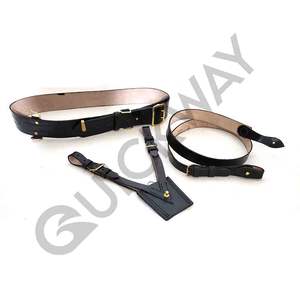 หนังต้นฉบับข้ามเข็มขัดแซมสีน้ําตาลอ่อนและเข็มขัดพิธีการสีดําคุณภาพสูงขายส่ง - Product Image 1