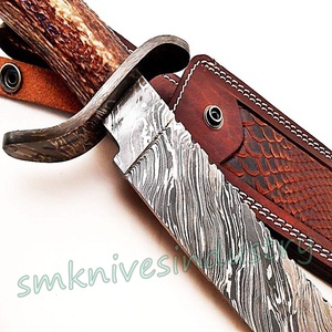 Nouveau couteau d'acier de damas, magnifique couteau fait à la main avec étui en cuir (Smk1804) - Product Image 3