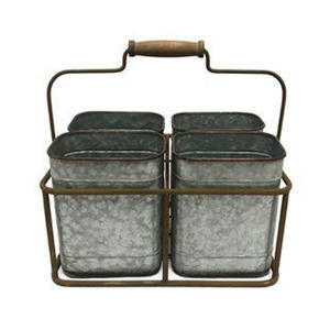 Organizador de Utensilios de Cocina de Metal Galvanizado con 4 Compartimentos - Product Image 1