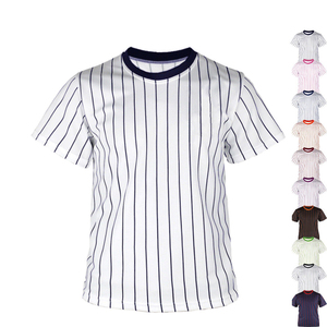 เสื้อเบสบอลเด็กชายสีขาวลายทางสีม่วงคอกลมแขนสั้นเสื้อผ้าโพลีเอสเตอร์ดูดซับความชื้น - Product Image 5