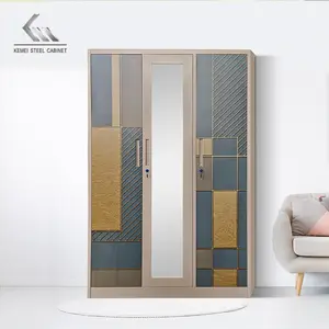 Miroirs coulissants en métal pour chambre à coucher moderne, 3 pièces, grande armoire <span class=keywords><strong>de</strong></span> rangement sur mesure - Product Image 6