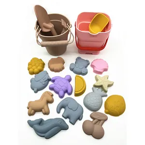 Food grade silicone oceans animals fruits castle patterns colorful bucket spade rake beach & sand toys