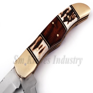 Couteau pliant de bricolage à Double lame, ustensile utilitaire de bricolage en acier inoxydable, couteaux Sm en acier de damas 58-60HRC, entretoise (smk1365) - Product Image 3