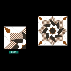 กระเบื้องปูพื้นพอร์ซเลนขัดเงาสีขาวและสีส้มขนาด 40x40ซม - Product Image 5