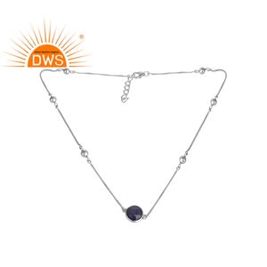 Collier pendentif en argent Sterling pour femmes, pierres précieuses, zanite naturelles, vente en gros, bijou de styliste, accessoire - Product Image 1