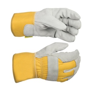 Guantes de trabajo de cuero dividido de vaca de Palma doble de alta calidad Guantes de seguridad para uso de aparejo resistente - Product Image 1
