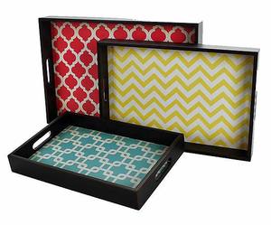 Bandeja de madera decorativa de macramé de lujo nueva personalizada al por mayor con asa bandeja de madera decorativa para comida casera - Product Image 4