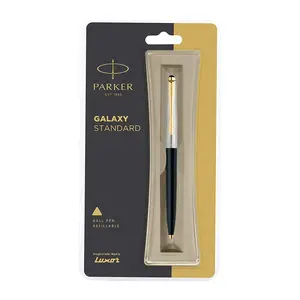 Kugelschreiber Edelstahl Körper Parker Galaxie Standard Gold Trim schwarz Lauf Kugelschreiber benutzer definierte Logo Parker Stifte feine Nachfüllung