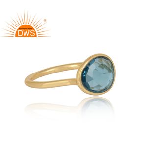 ผู้ผลิตแหวนพลอยบลูโทแพซทรงเหลี่ยมหรูหรา เครื่องประดับเงิน - Product Image 3