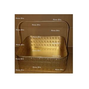 Metal Gold Color Fruits And Vegetable <b>Basket</b> <b>Square</b> Shape Customized Size <b>Basket</b> For Kitchen Accessories - Product Image 1